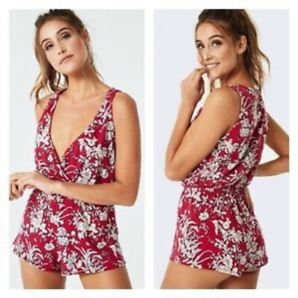 Spiritual Gangster Goddess Gang Romper Red Floral Womens Size‎ XS / NWT